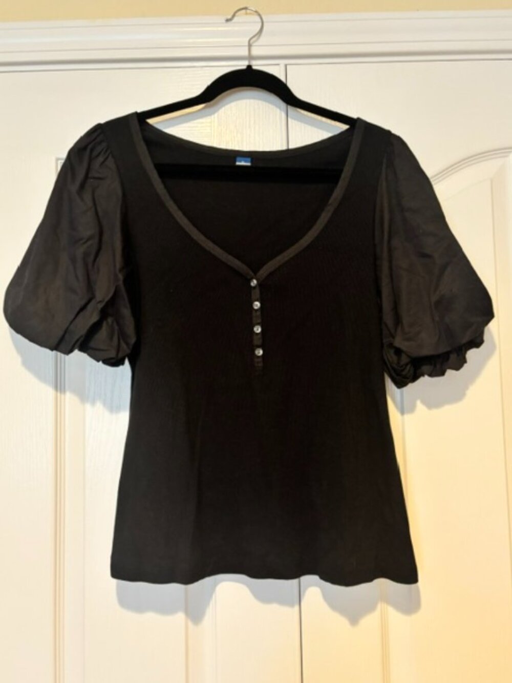 Old Navy Black Puffed Sleeve Shirt Sz XL